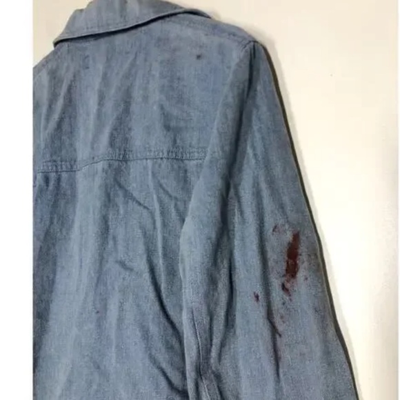 Benjamin Benmoyal Cassette Overshirt Striped Denim Oversized Shirt Jacket Top Bl - Picture 5 of 11